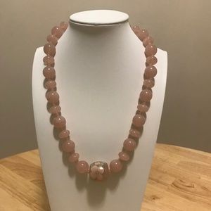 Avon Vintage lucite beaded necklace with floral focal